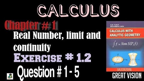 Calculus by Sm Yusuf. Chp# 1 Real Numbers, Limit and continuity. Exercise 1.2  Question # 1- 5.