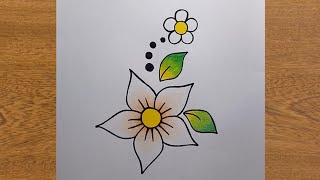 Cara menggambar ragam hias Flora yang mudah || Gambar ragam hias Flora