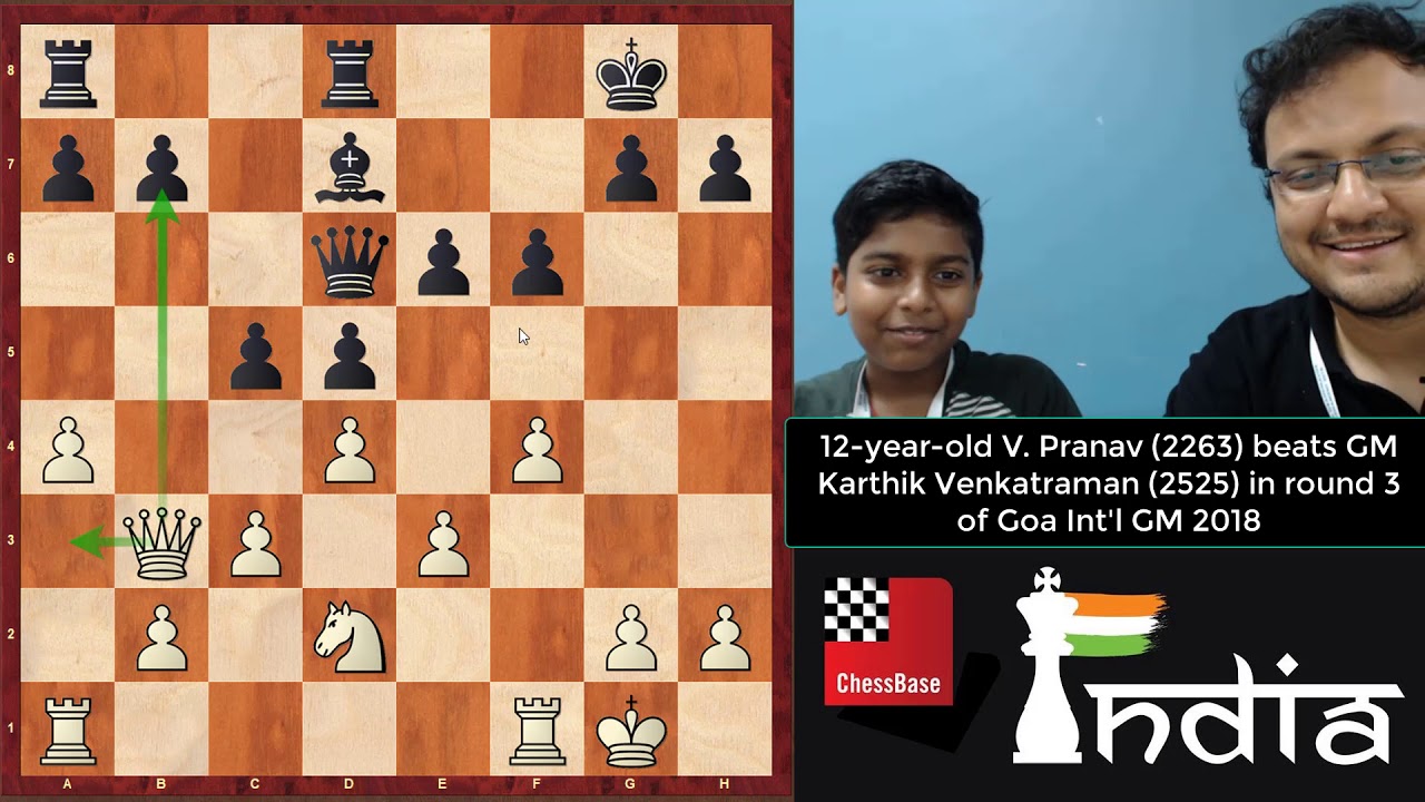 12-year-old Pranav uses the London system to beat GM Karthik