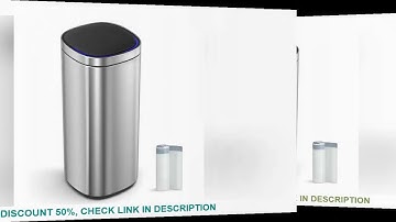 SONGMICS Motion Sensor Trash Can, 13 Gallon Automatic Kitchen Garbage Can, Multi-Colored Indicator L