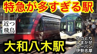 【特急天国】休日夕方の大和八木駅にやってくる近鉄特急たちを徹底紹介！ひのとり,しまかぜ,アーバンライナー,伊勢志摩ライナー,Kintetsu Yamato-yagi station.