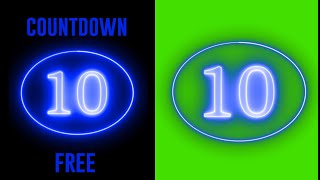 Blue Countdown Green Screen, Chroma Key countdown blue   timer, 10 seconds, pantalla verde