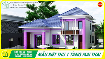 Thiết kế biệt thự 1 tầng mái thái, mẫu biệt thự 1 tầng mái thái đẹp 2023 | KTS Vtkong