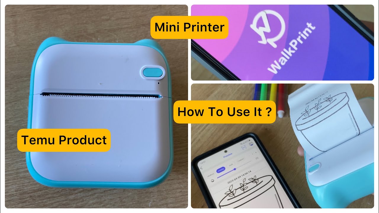 Mini Pocket Sticker Drucker, Bluetooth Wireless Portable Mobile