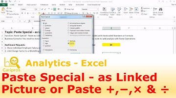 Excel Trick: Paste Special - as Linked Picture or Paste Operations