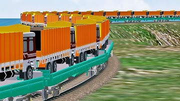 Water Park View || Trucks on Train || Indian Rail Simulator