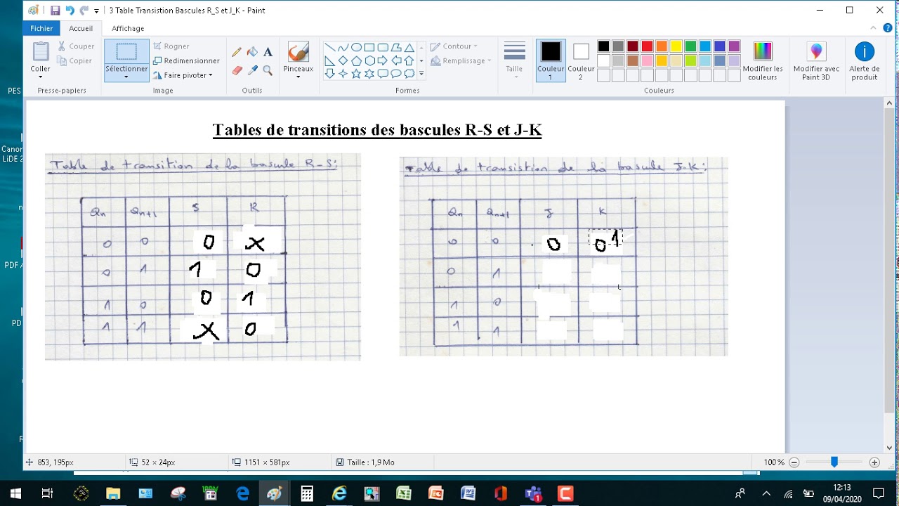 Tables de transistions RS et JK