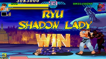 Marvel vs. Capcom: Clash of Super Heroes Arcade RYU-SHADOW LADY TEAM PLAYTHROUGH