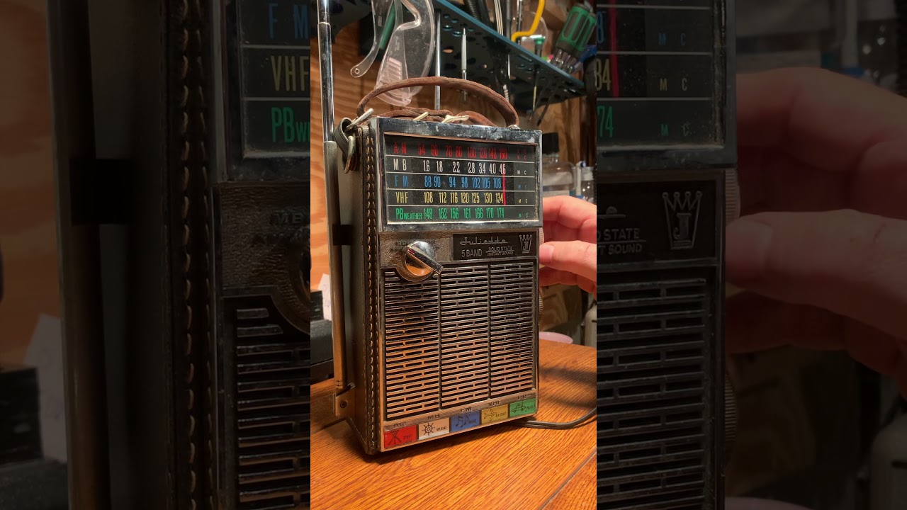 Tuning across the AM radio band on an old 70’s era Juliette 5 band radio.