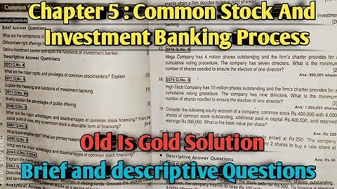 Common Stock And Investment Banking Process || Corporate Finance || Chapter 5 || Part 2 ||