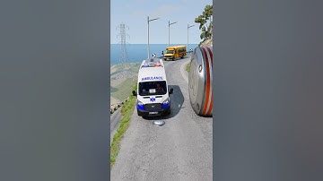 Cars & School Bus vs Giant Pit Bollards Crash #4 - BeamNG.Drive