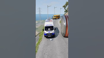 Cars & School Bus vs Giant Pit Bollards Crash #4 - BeamNG.Drive