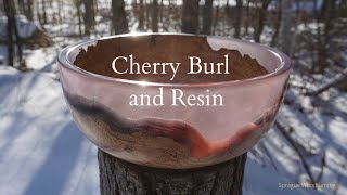 Woodturning - Cherry Burl with Glow Resin