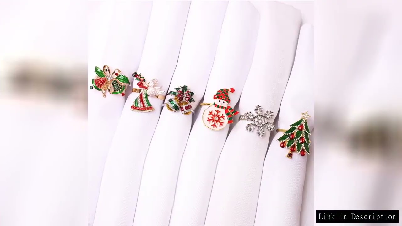 Christmas Metal Napkin Ring Stands Xmas Bell Garland Santa Moose New Year Dining Table Festival Deco
