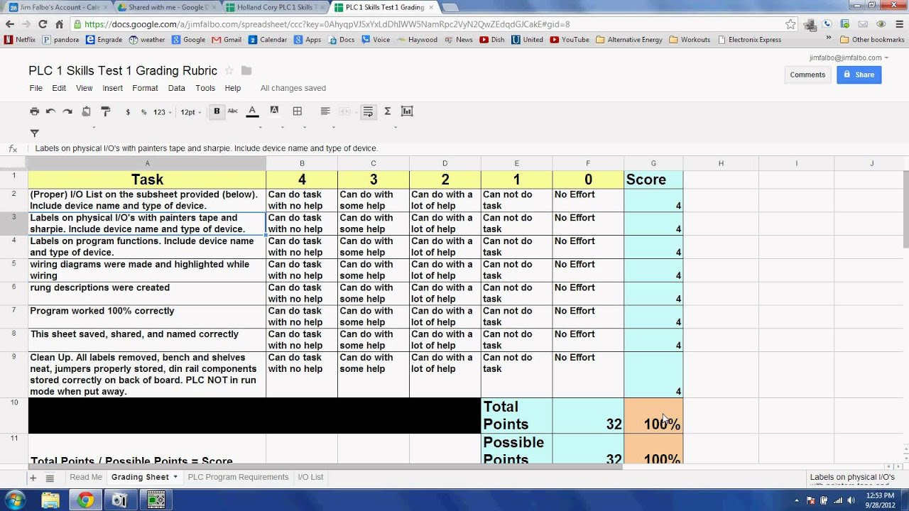Google Spreadsheets Rubrics - YouTube