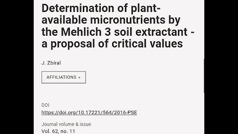 Determination of plant-available micronutrients by the Mehlich 3 soil extractant - a ... | RTCL.TV