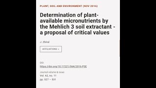 Determination of plant available micronutrients by the Mehlich 3 soil extractant