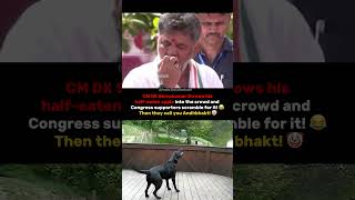 CM DK Shivakumar throws his half-eaten apple into the crowd and Congress supporters scramble for it!