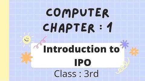 Class 3 Computer Ch-1  ( Revision )  Introduction to IPO