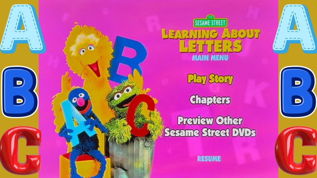 Sesame Street LEARNING ABOUT LETTERS 2004 DVD Menu Walkthrough