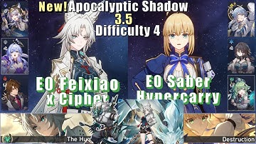 E0S1 Feixiao Cipher & E0S1 Saber Hypercarry | Apocalyptic Shadow 4 3.5 3 Stars | Honkai: Star Rail