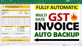 How To Create Fully Automatic Multi Rate GST invoice in excel Hindi || Auto Save Invoice Entries