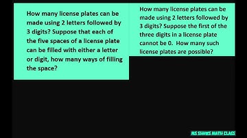 How many license plates can be made with two letters and 3 digits. Multiplication Addition Principle