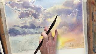 Watercolour dramatic sunset sky  -   Sydney Opera House - Cheryl Bruce