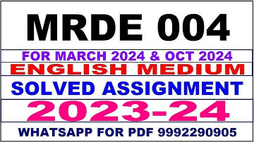 mrde 004 solved assignment 2023-24 | mrde 4 solved assignment in english 2024 | mrde 4 2024