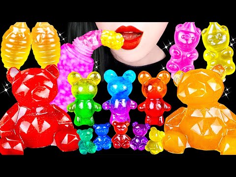ASMR HONEY JELLY, RAINBOW JELLY CANDY 꿀젤리, 대왕 곰젤리, 곰돌이 보석과자 *무지개 디저트 먹방 GIANT GUMMY EATING MUKBANG