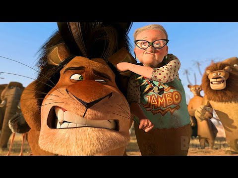 A vovó castiga um leão malvado! | Madagascar 2: A Grande Escapada | Clipe