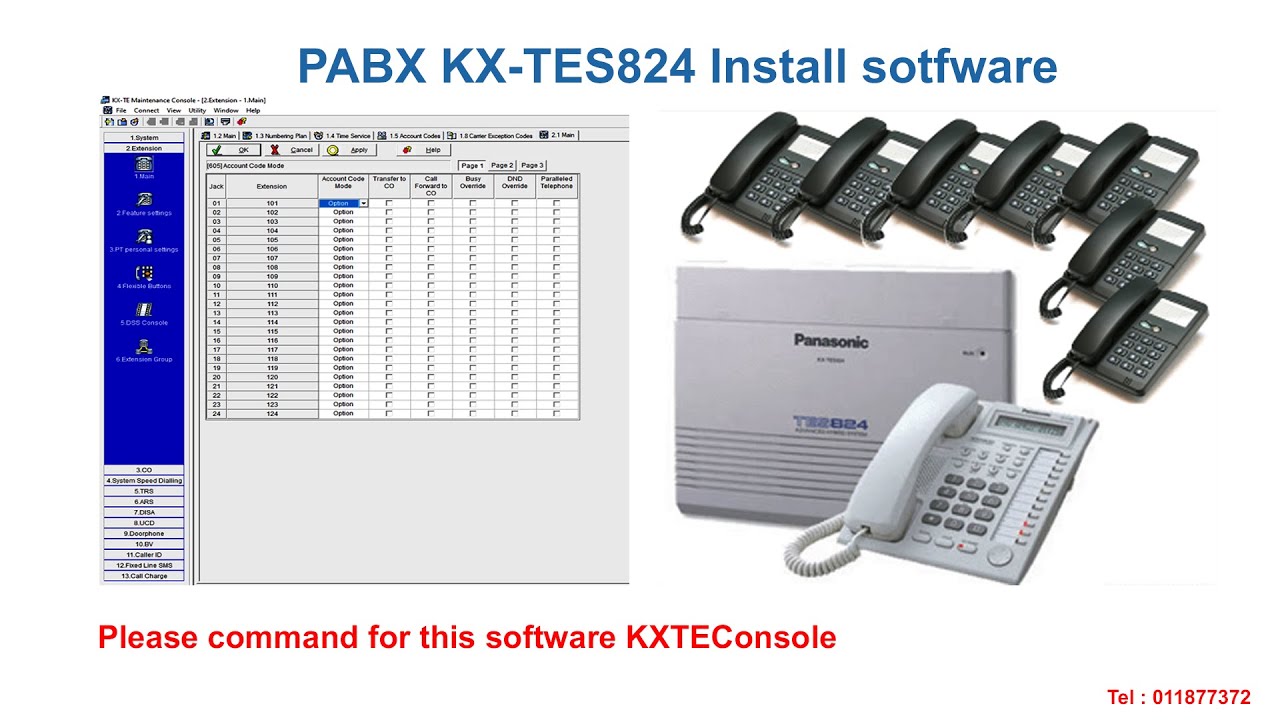 Panasonic KXTES824 full installation program, KXTEConsole, YouTube