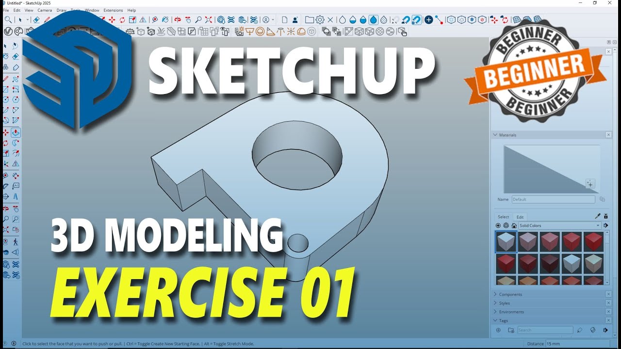 Exercise 01 Sketchup 3D Modeling Tutorial For Beginner - YouTube