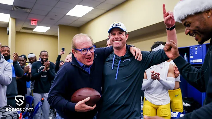 Brandon Staley Playoff Clinching Locker Room Victo...