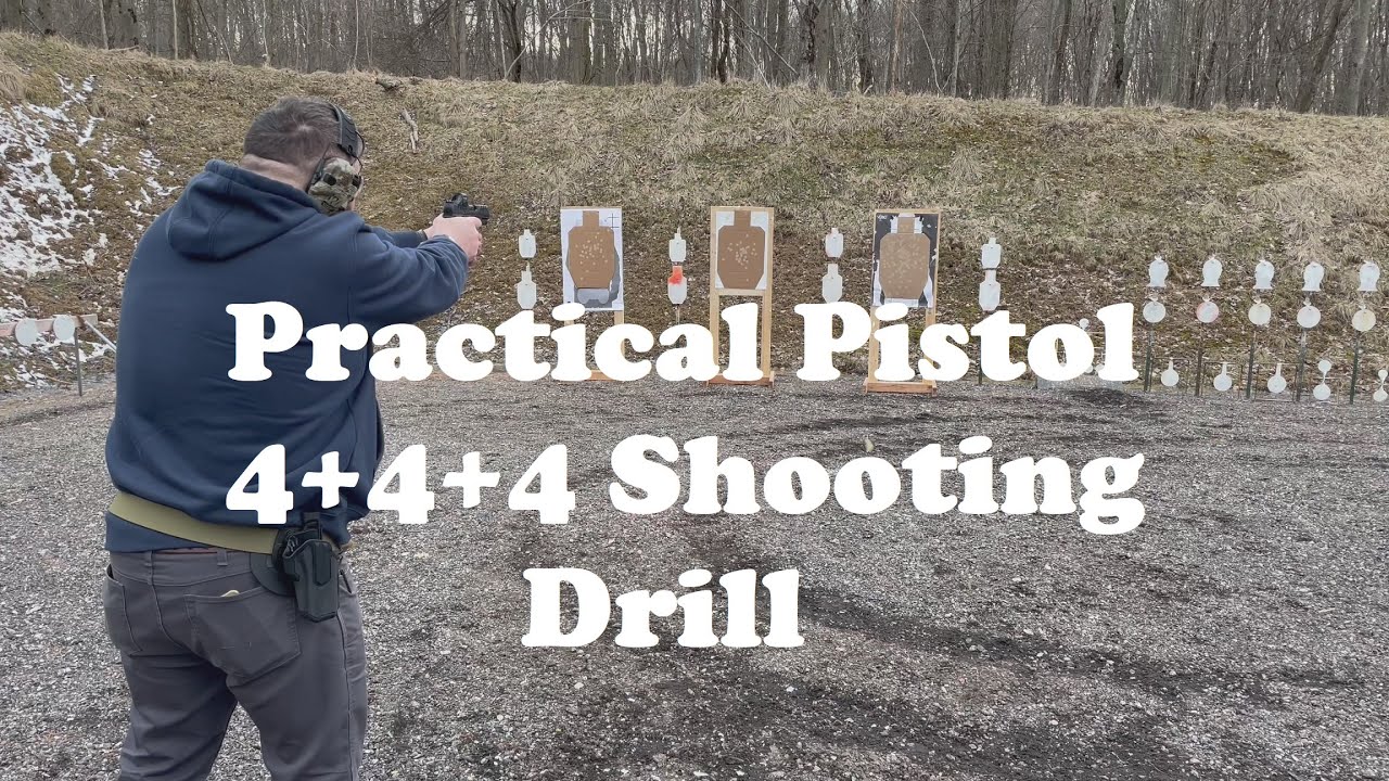 Practical Pistol Shooting Drill Three (3) Targets at 12 Yards, 4+4