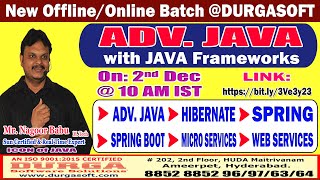 ADV. JAVA with JAVA Frameworks Offline/Online Training @ DURGASOFT