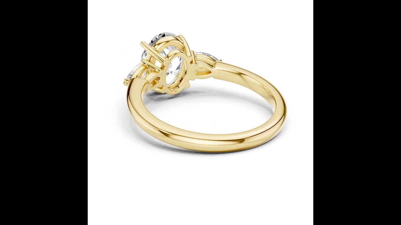 Pear Accent Oval Cut Three Stone Promise Ring