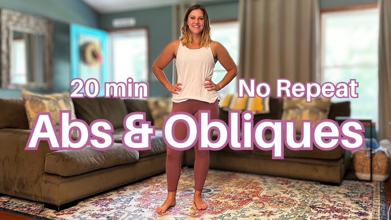 20 min Abs and Obliques at Home Workout - No Equipment, No Repeat - YouTube