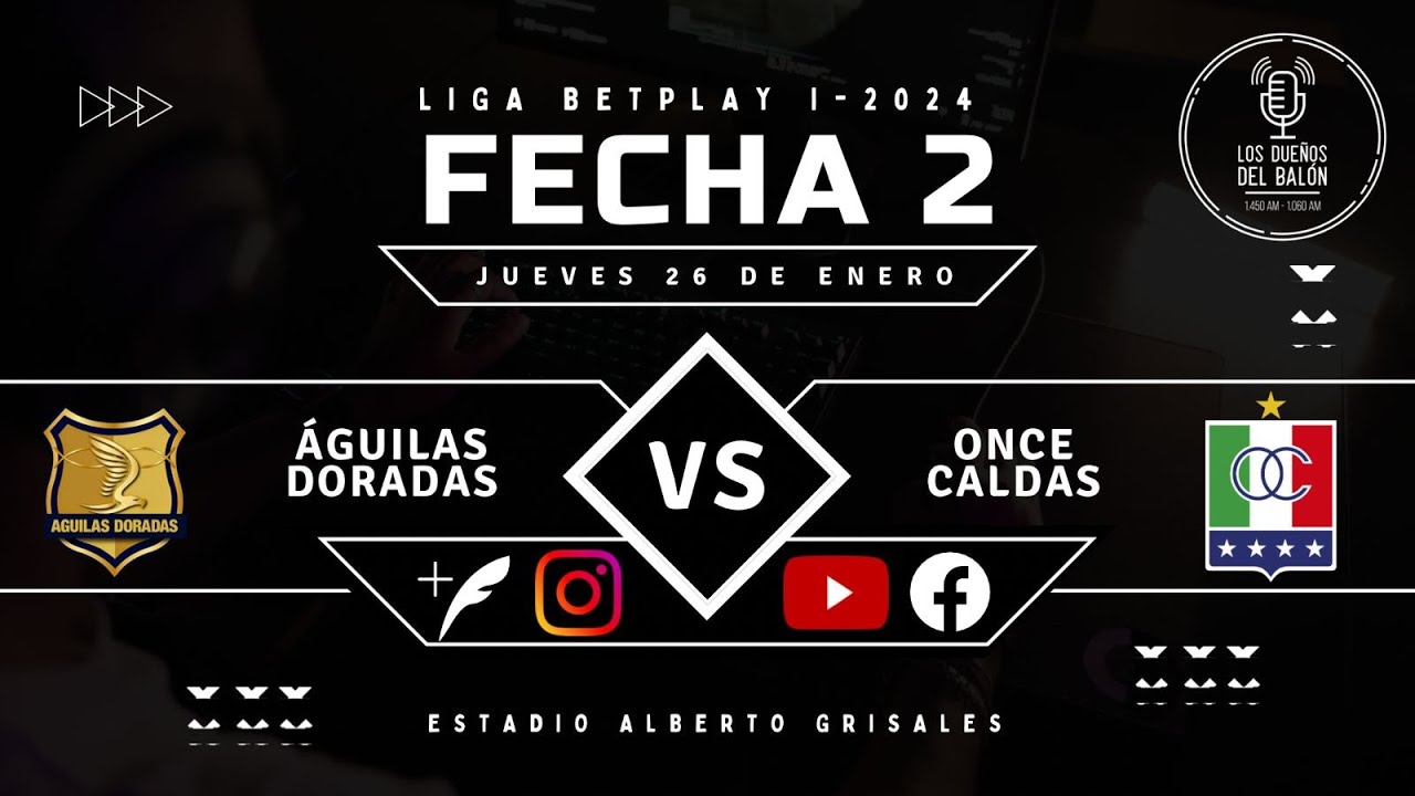 Águilas Doradas Vs Once Caldas – Fecha 02 de la Liga BetPlay - YouTube