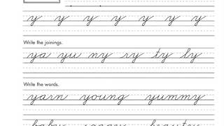 Lowercase Cursive y - Beginning Cursive 24