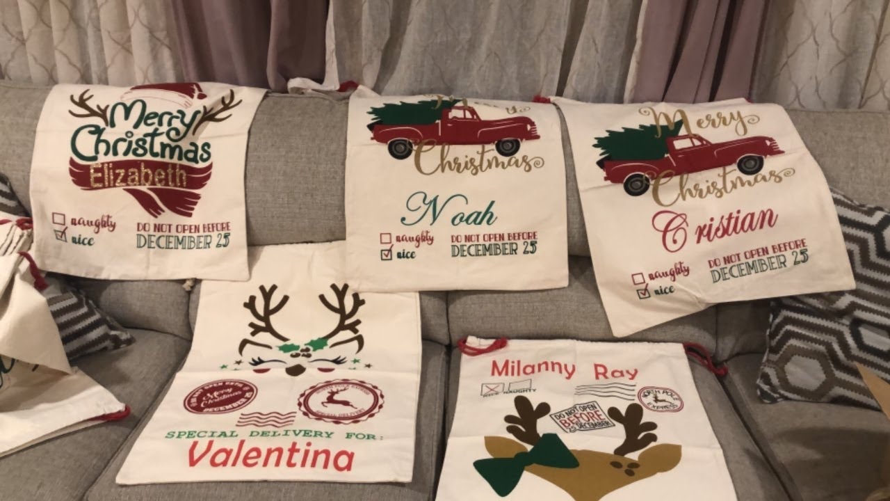 PIXHOTUL 4 Pack Santa Sacks Cotton Christmas Bag Large Drawstring Christmas Sacks 27.5" x 19. Review