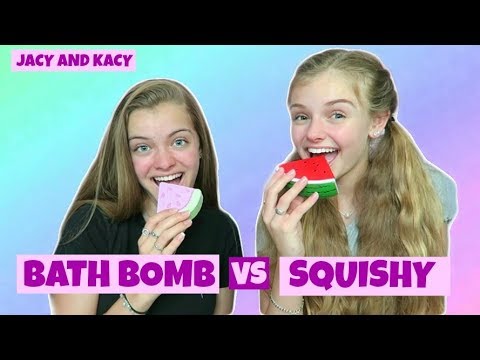 Squishy vs Bath Bomb  Switch Up Challenge  Jacy and Kacy