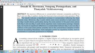 مثال (4) تلخيص دراسة باللغة الانجليزية حول الأزمة المالية الآسيوية وتحفظ  المدققين -Herrmann, 2008