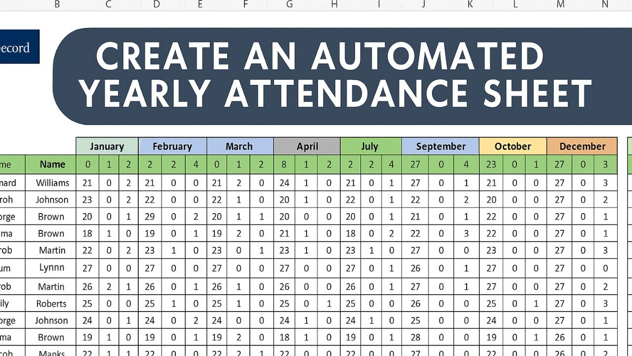 Excel Tutorial | Design a Yearly Attendance Sheet for Employees or Students