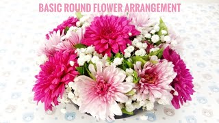 Round flower arrangement tutorial | round style basic flower arrangement for beginners