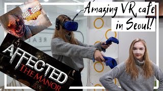 Getting scared in a VR room in Seoul