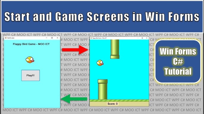 WPF C# Tutorial – Create a Flappy Bird Game in Visual Studio, Moo ICT – Project Based Tutorials