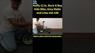 Huffy 12 inch Rock It Boy Kids Bike, Grey Matte and Lime slot 100
