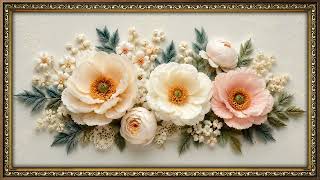 Elegant Tea Roses & Gilded Gold Frame | Moving Art Screensaver | The Art Corner TV 4K screenshot 3