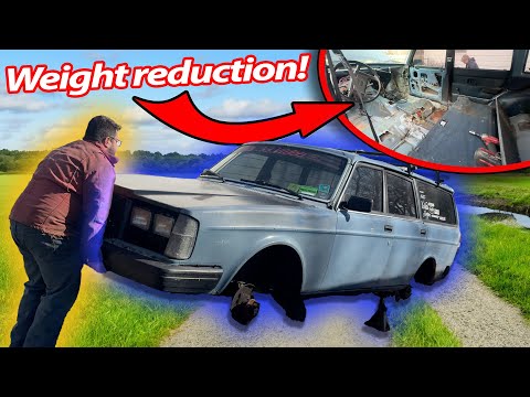 Major weight reduction on the mopar v8 swapped volvo 240 project